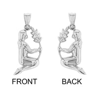 Load image into Gallery viewer, High Polish 14k White Gold 3D Virgo Zodiac Sign Charm Maiden Holding Wheat Pendant
