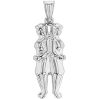 Load image into Gallery viewer, High Polish 14k White Gold 3D Gemini Twins Zodiac Sign Pendant
