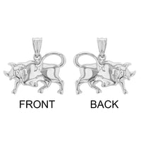 Load image into Gallery viewer, High Polish 14k White Gold 3D Taurus Zodiac Sign Bull Animal Pendant
