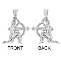Load image into Gallery viewer, High Polish 14k White Gold 3D Sagittarius Zodiac Sign Charm Archer Shooting Arrow Pendant 
