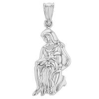 Load image into Gallery viewer, High Polish 14k White Gold 3D Aquarius Water-Bearer Zodiac Sign Charm Pendant
