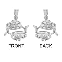 Load image into Gallery viewer, High Polish 14k White Gold 3D Pisces Zodiac Sign Charm Fish Animal Pendant
