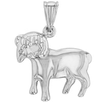 Load image into Gallery viewer, High Polish 14k White Gold 3D Aries Zodiac Sign Ram Animal Pendant
