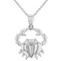 Load image into Gallery viewer, High Polish 14k White Gold 3D Cancer Zodiac Sign Charm Crab Animal Pendant Necklace
