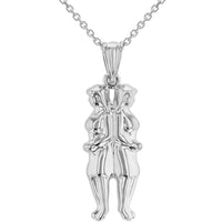 Load image into Gallery viewer, High Polish 14k White Gold 3D Gemini Twins Zodiac Sign Pendant Necklace

