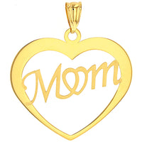 Load image into Gallery viewer, 14K Yellow Gold Simple Heart with Mom Pendant

