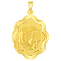 Load image into Gallery viewer, 14k Yellow Gold Religious Baptism Christening On Elegant Medal Pendant with Figaro Chain Necklace
