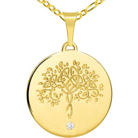 Load image into Gallery viewer, Tree Of Life Medallion Pendant Figaro Necklace

