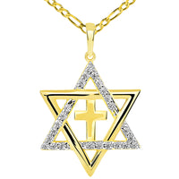 Load image into Gallery viewer, Cross Judeo Christian Pendant Figaro Necklace 
