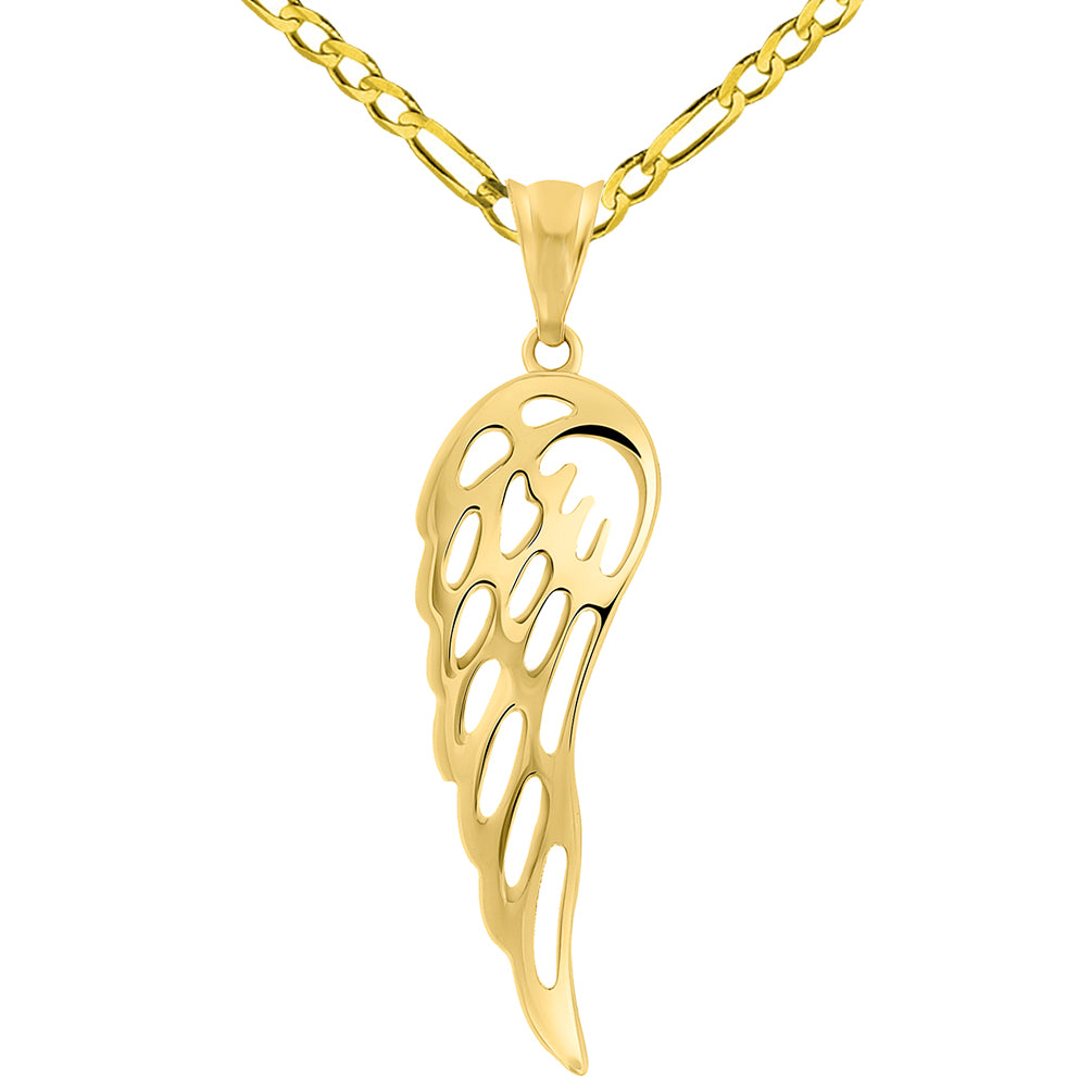 14k Gold Angel Wing Pendant Necklace