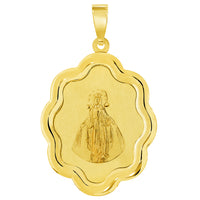 Load image into Gallery viewer, 14k Yellow Gold Elegant Miraculous Medal of Virgin Mary Pendant with Cuban Chain Curb Necklace
