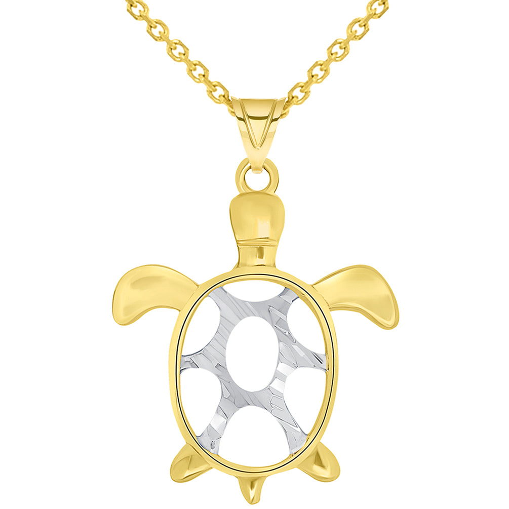 14k Gold Sea Turtle Pendant Necklace