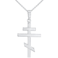 Load image into Gallery viewer, White Gold Orthodox Cross Pendant Necklace
