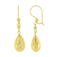 Load image into Gallery viewer, 14k Yellow Gold Textured Teardrop Dangle Drop Earrings, 7.2mm
