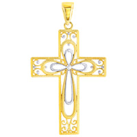 Load image into Gallery viewer, 14K Yellow Gold Textured Milgrain Cross Pendant
