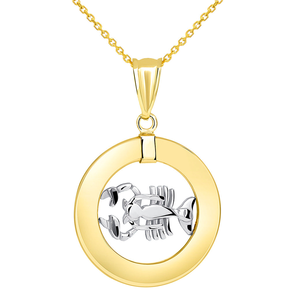Gold Cancer Zodiac Pendant Necklace