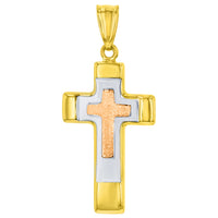 Load image into Gallery viewer, Gold Tricolor Religious Cross Charm Pendant
