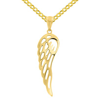 Load image into Gallery viewer, 14k Yellow Gold Angel Wing Pendant Necklace
