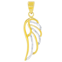 Load image into Gallery viewer, Solid 14k Yellow Gold Textured Angel Wing Charm Pendant Cuban Chain Necklace

