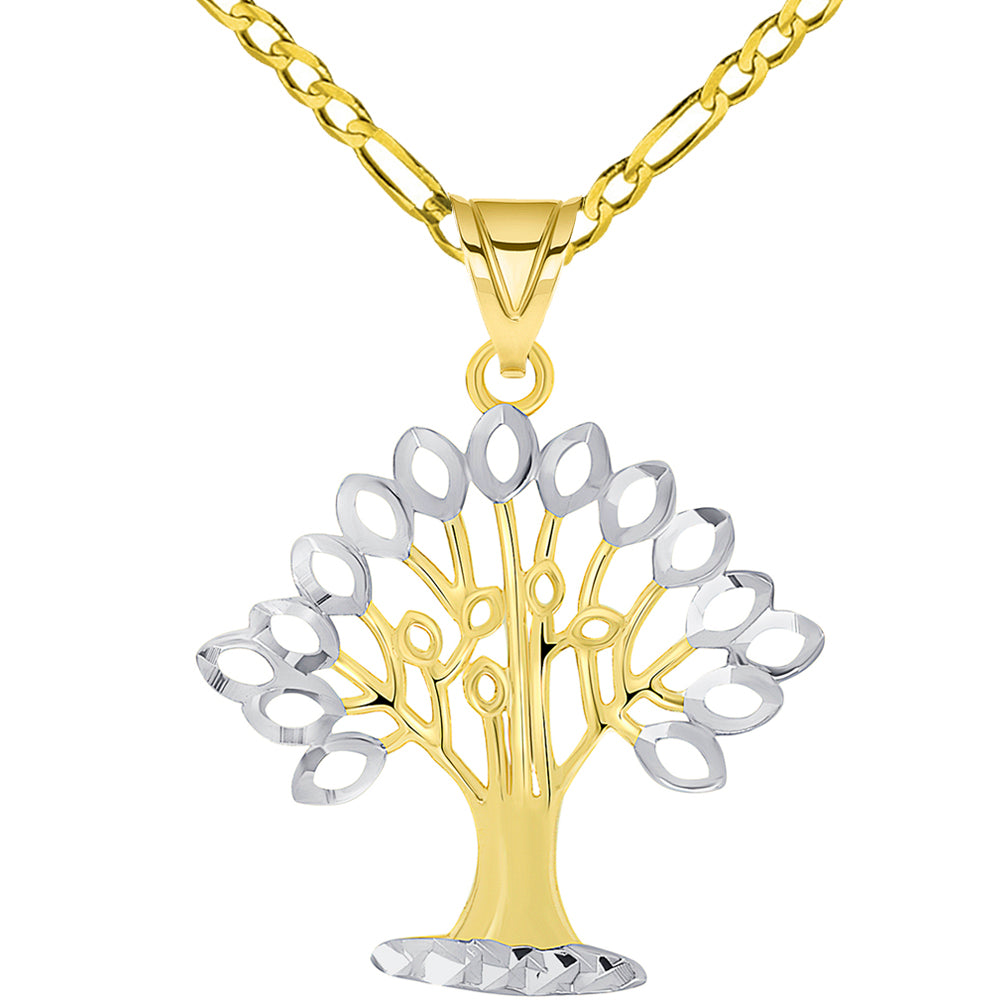 14k Textured Tree of Life Pendant Necklace