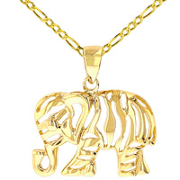 Load image into Gallery viewer, Gold Elegant Elephant Animal Pendant Figaro Necklace
