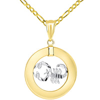 Load image into Gallery viewer, Open Circle Scorpio Zodiac Sign Pendant Figaro Necklace
