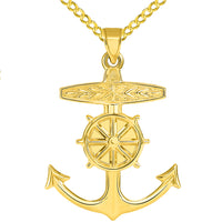 Load image into Gallery viewer, Gold Ship Wheel Necklace With Pendant
