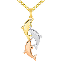 Load image into Gallery viewer, Dangling Dolphins Jumping Pendant Curb Necklace
