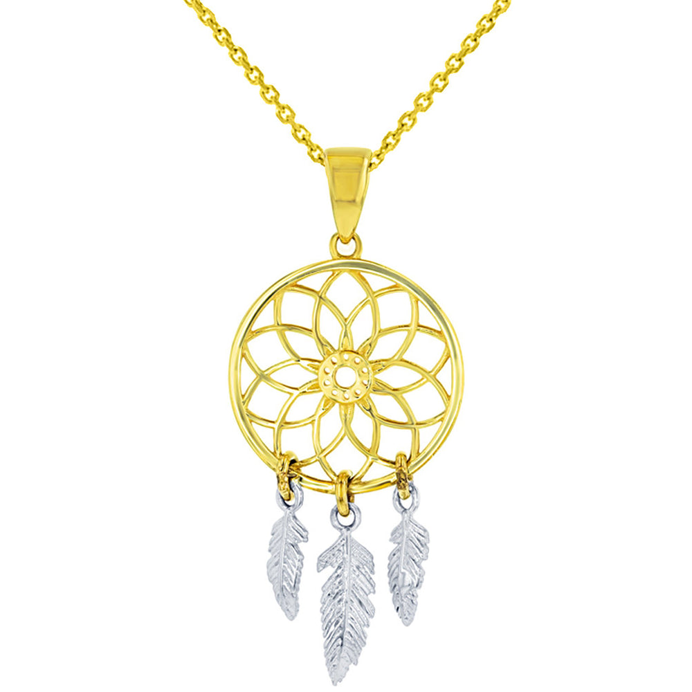 14k American Dreamcatcher Pendant Necklace