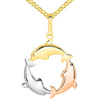 Load image into Gallery viewer, Gold Tri Color Circle Pendant Necklace
