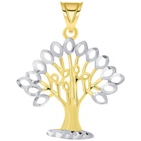 Load image into Gallery viewer, 14k Gold Solid &amp; Textured Tree of Life Two-Tone Pendant Necklace
