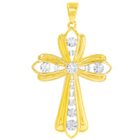 Load image into Gallery viewer, Gold Textured Milgrain Edged Cross Pendant
