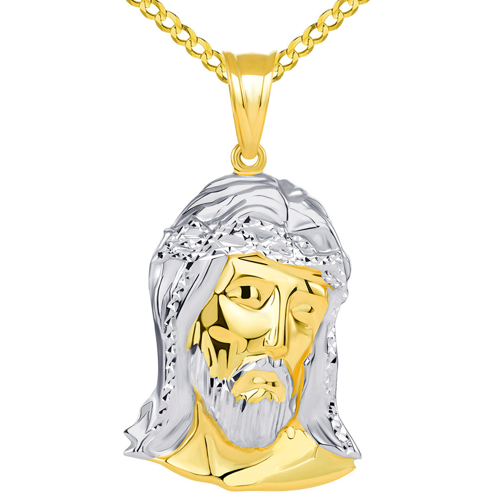 Gold Jesus Head Pendants Necklace