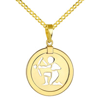 Load image into Gallery viewer, Round Sagittarius Pendant Cuban Necklace
