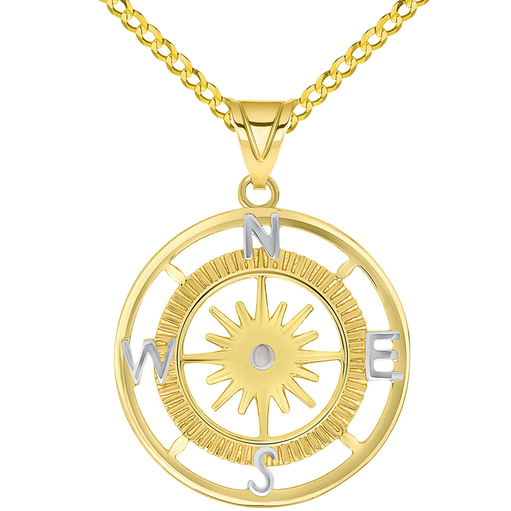 16-Wind Point Compass Rose Pendant Cuban Necklace