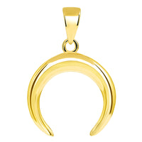 Load image into Gallery viewer, 14k Yellow Gold Double Horn High Polished Crescent Moon Pendant with Figaro Chain Necklace
