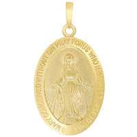 Load image into Gallery viewer, Solid 14k Yellow Gold Classic Miraculous Medallion of the Virgin Mary Pendant Necklace with Curb Chain
