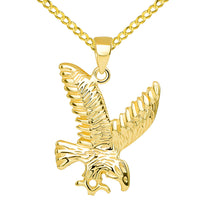Load image into Gallery viewer, Gold Soaring American Eagle Animal Pendant Cuban Necklace
