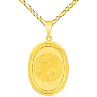 Load image into Gallery viewer, 14k Yellow Gold Religious Baptism Christening Oval Medal Pendant Necklace
