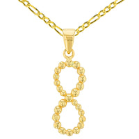 Load image into Gallery viewer, Gold Beaded Vertical Infinity Pendant Figaro Necklace
