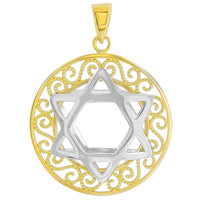 Load image into Gallery viewer, 14K Two Tone Gold Star of David Pendant
