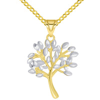 Load image into Gallery viewer, Solid Gold Textured Tree of Life Pendant Necklace
