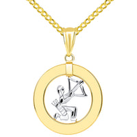 Load image into Gallery viewer, Sagittarius Necklace Gold Pendant Cuban Necklace
