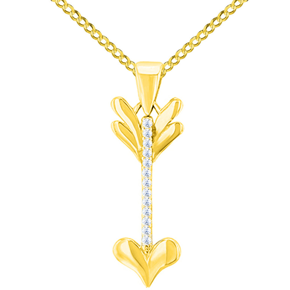 CZ Love Arrow Pendant Cuban Necklace