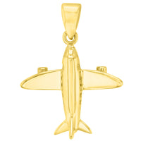 Load image into Gallery viewer, Solid 14K Yellow Gold 3D Airplane Charm Jet Aircraft Pendant
